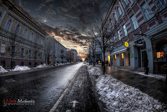 Vilnius, street, colours, sunset, streets of Vilnius